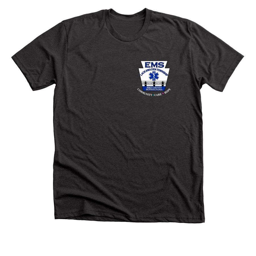 Lackawaxen EMS: No One Faces It Alone, a Dark Grey Heather Premium Unisex Tee
