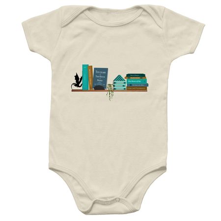 Ten Years of THoB Bookshelf Onesie, a Natural Infant Onesie