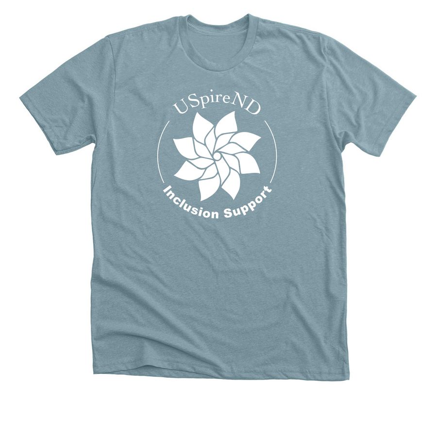 Inclusion Support - USpireND, a Heather Blue Lagoon Premium Unisex Tee