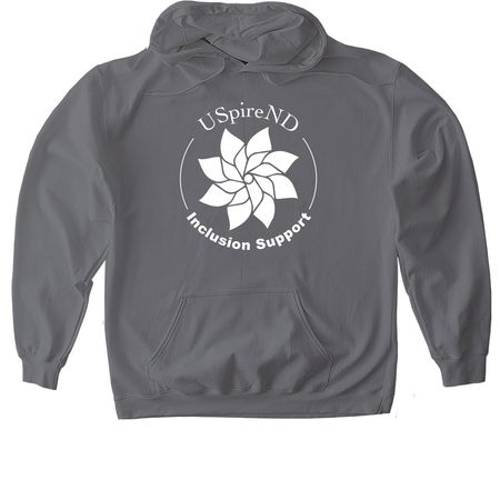 Inclusion Support - USpireND, a Charcoal Gildan Softstyle Pullover Hoodie