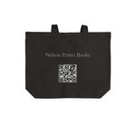 Plus One Logo Tote, a Deep Black Cotton Canvas Tote Bag (back-view)