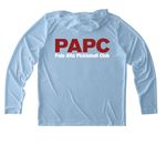 Performance Tees, a Light Blue UV Performance Long Sleeve Hoodie (back-view)
