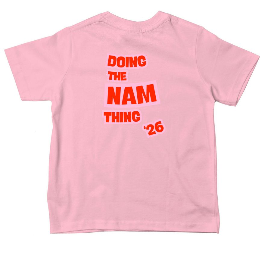 doing the NAM thing - toddler, a Pink Toddler Tee (back-view)