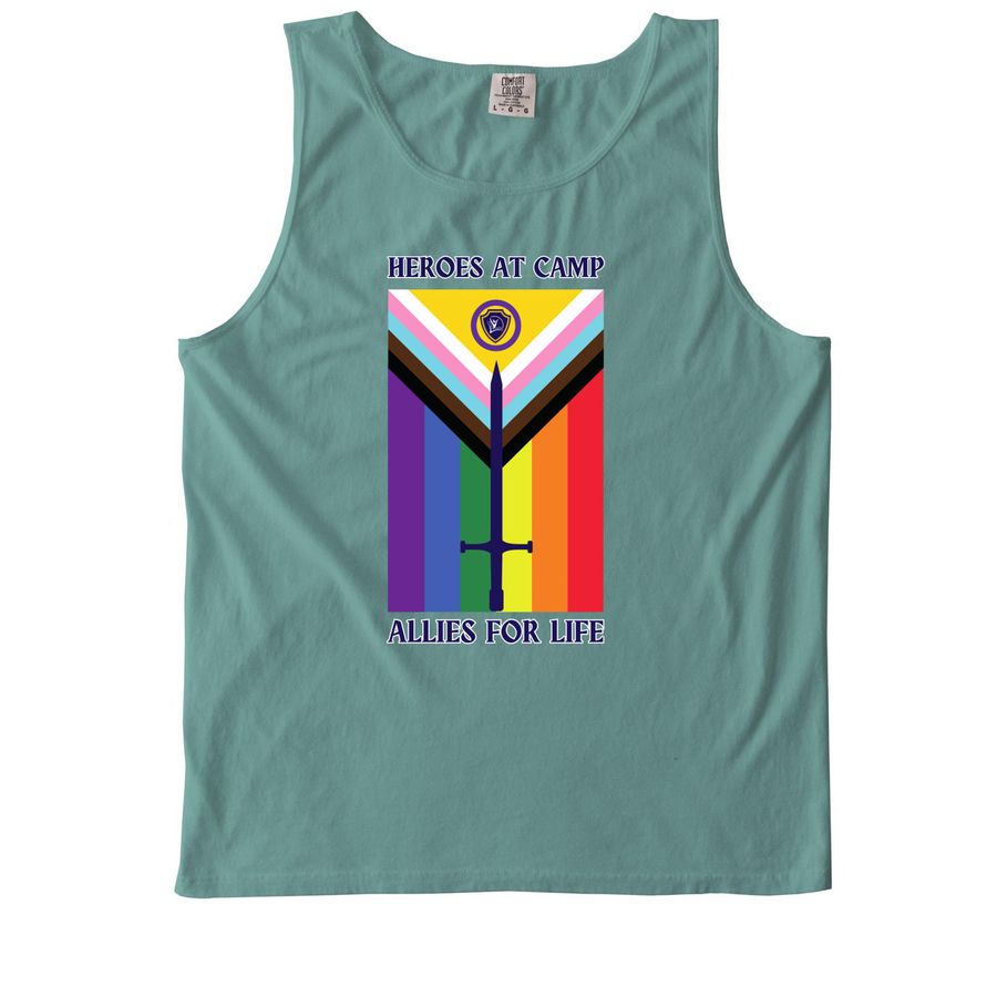 Heroes at Camp, Allies for Life, a Seafoam Comfort Colors Tank Top