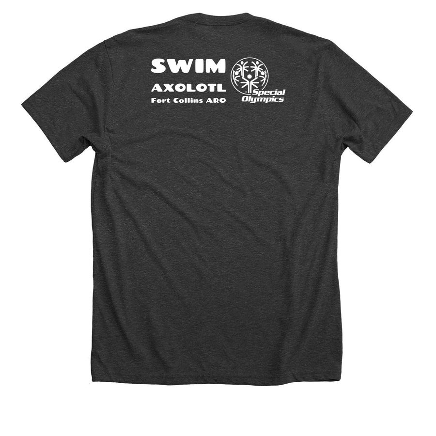 Axolotls Swim Team, a Dark Grey Heather Premium Unisex Tee (back-view)