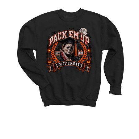 Michael Myers PEU Grad 26?, a Black Youth Crewneck Sweatshirt