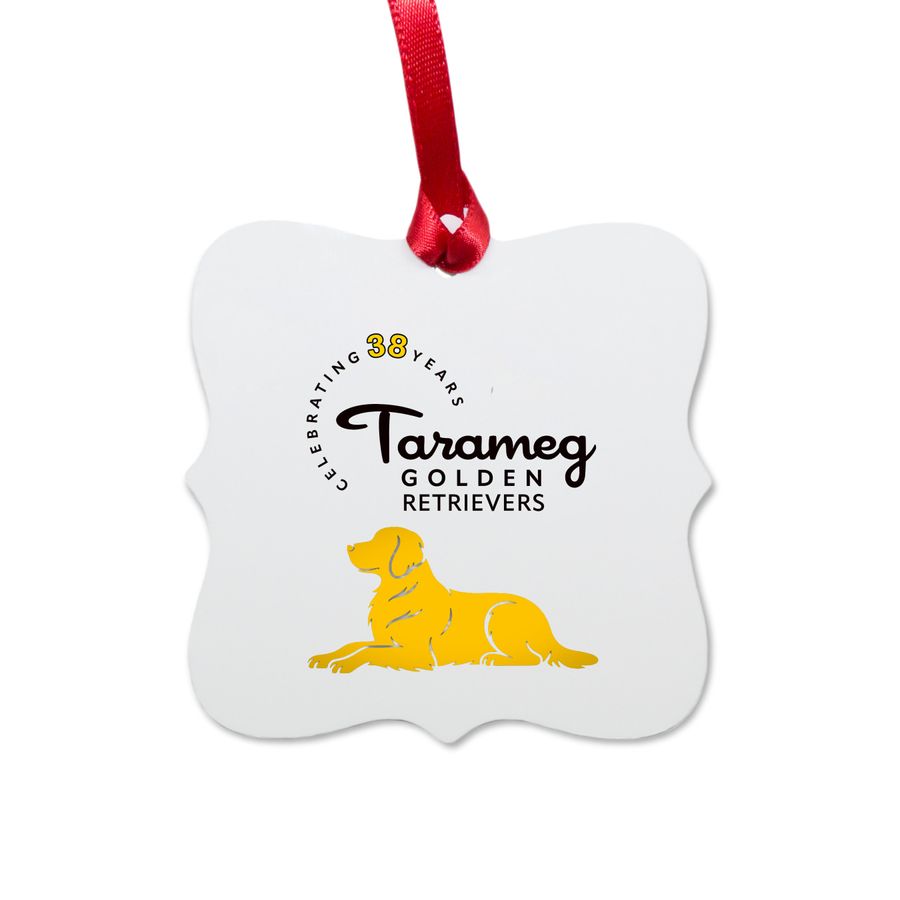 Tarameg 38 Years Ornament, a White Aluminum Square Ornament