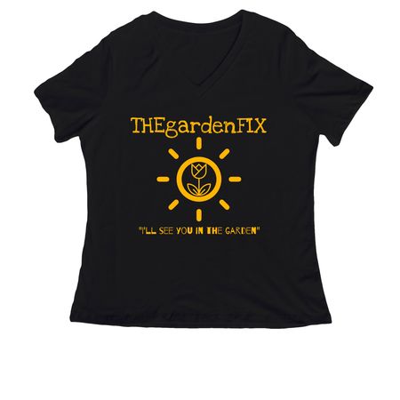 Original THEgardenFIX design 2, a Black Women's Relaxed V-Neck Tee