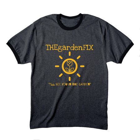 Original THEgardenFIX design 2, a Dark Heather Grey/ Jet Black Cotton Ringer Tee