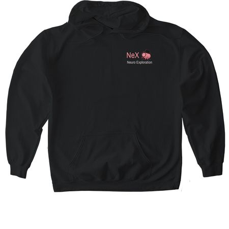 NeX: Neuro Exploration Apparel, a Black Gildan Softstyle Pullover Hoodie