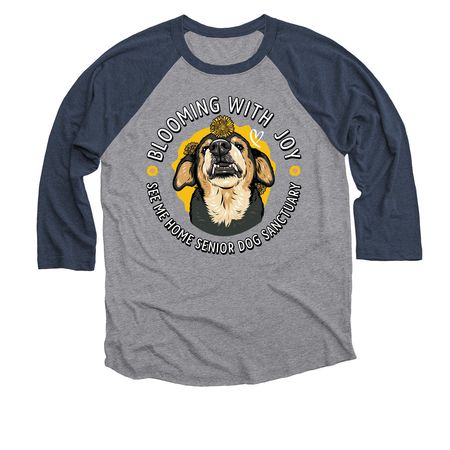 See Me Home Senior Dog Sanctuary, a Vintage Navy and Premium Heather 3/4 Sleeve Baseball Tee