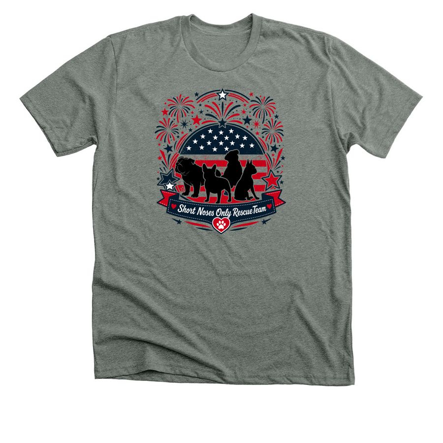 Patriotic for The Pups, a Deep Heather Premium Unisex Tee