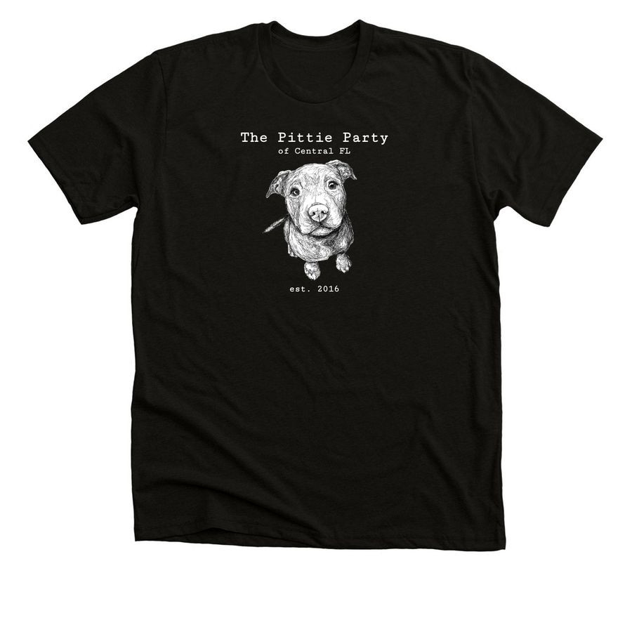 The Pittie Party Dog, a Black Heather Premium Unisex Tee