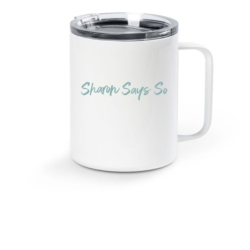 Sharon Says So, Aqua Logo Stainless Steel Travel Mug