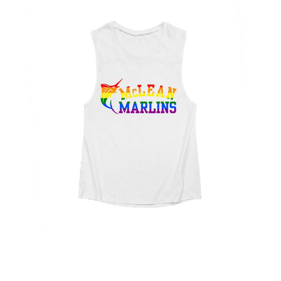 Marlins Pride '26, a White Women's Muscle Tank