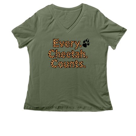 Every Cheetah Counts COT-USA&nbsp;, a Military Green Women's Relaxed V-Neck Tee