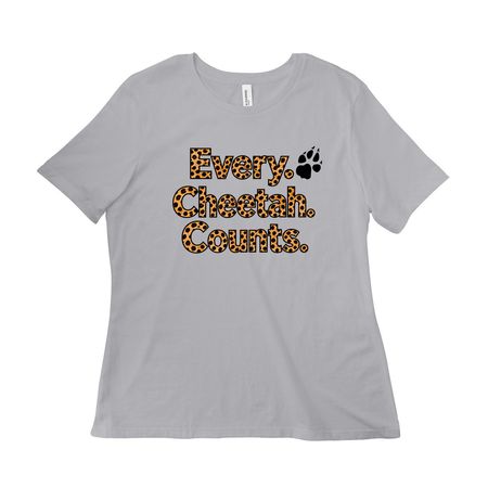 Every Cheetah Counts COT-USA&nbsp;, a Solid Athletic Grey Women?s Relaxed Cotton Tee