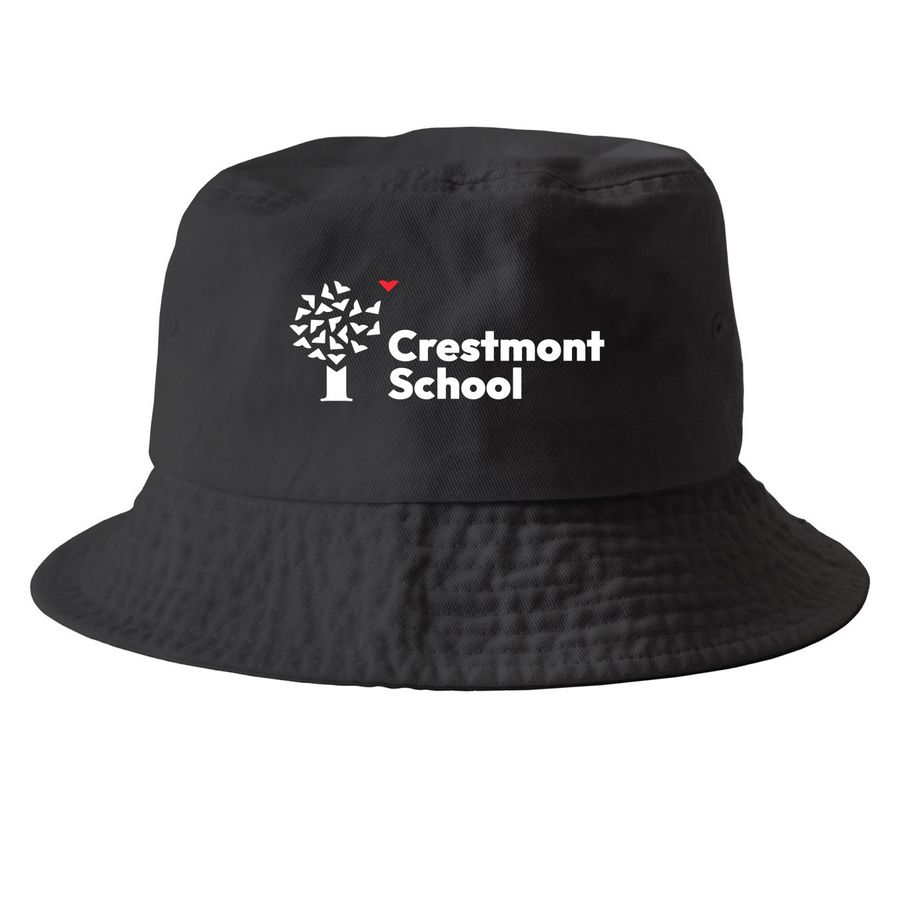 White Tree Hats, a Black Printed Bucket Hat
