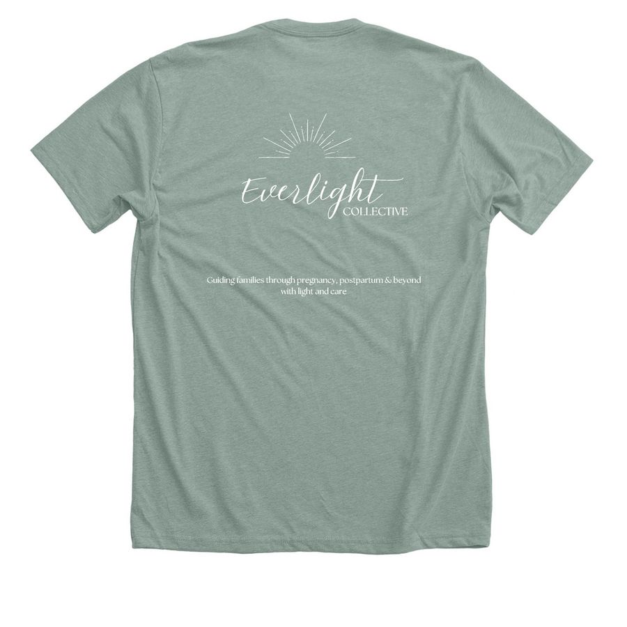 Everlight Collective Apparel, a Heather Sage Premium Unisex Tee (back-view)
