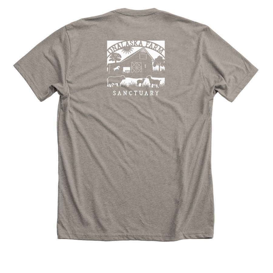 Bernadette, a Heather Stone Premium Unisex Tee (back-view)