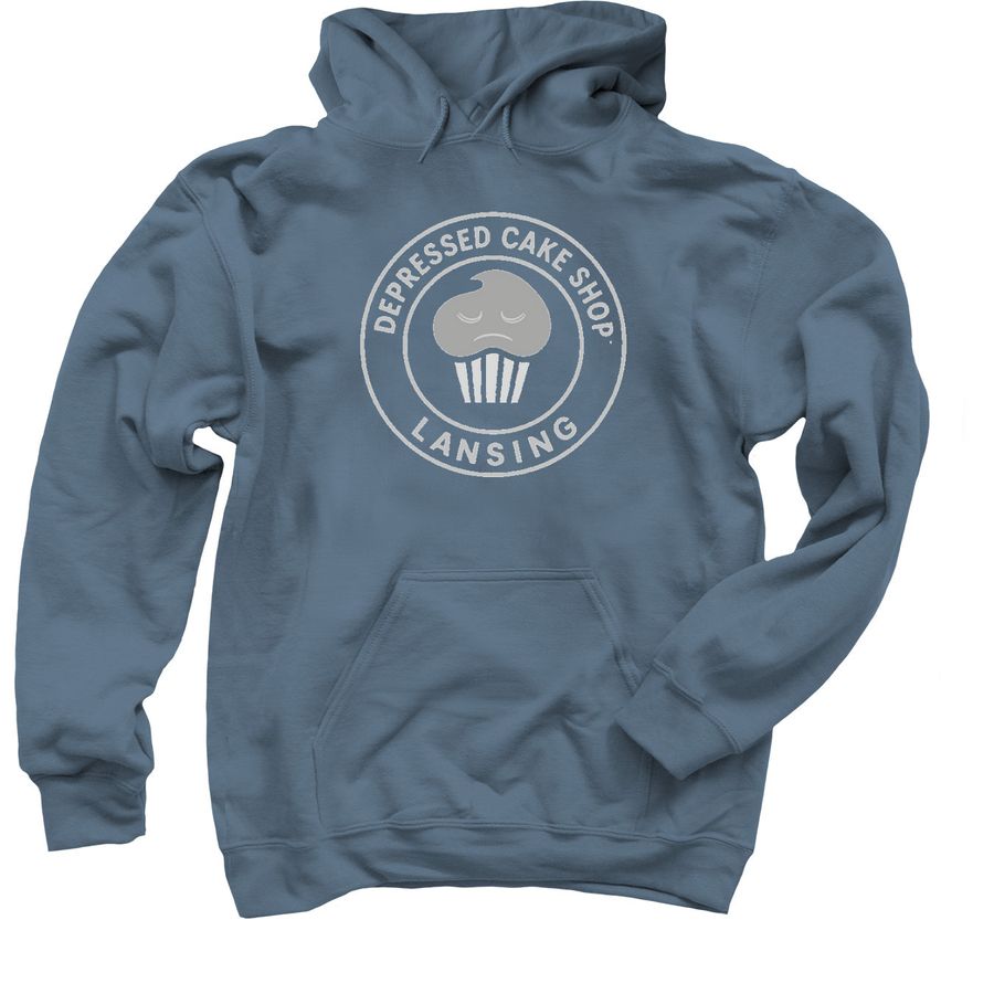 Depressed Cake Shop - Lansing, MI, a Indigo Pullover Hoodie