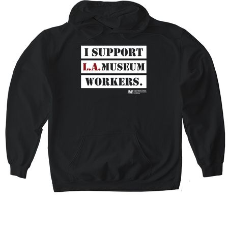 I Support L.A. Museum Workers, a Black Gildan Softstyle Pullover Hoodie
