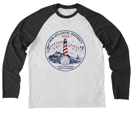District Contest, a Space Black/ Bright White Allmade Eco Triblend Colorblock Raglan Long Sleeve Tee