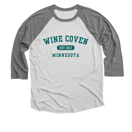 Wine Coven College, a Premium Heather and Heather White 3/4 Sleeve Baseball Tee