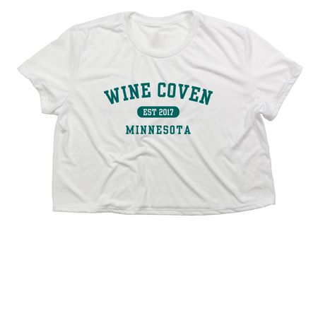 Wine Coven College, a White Women?s Flowy Cropped Tee