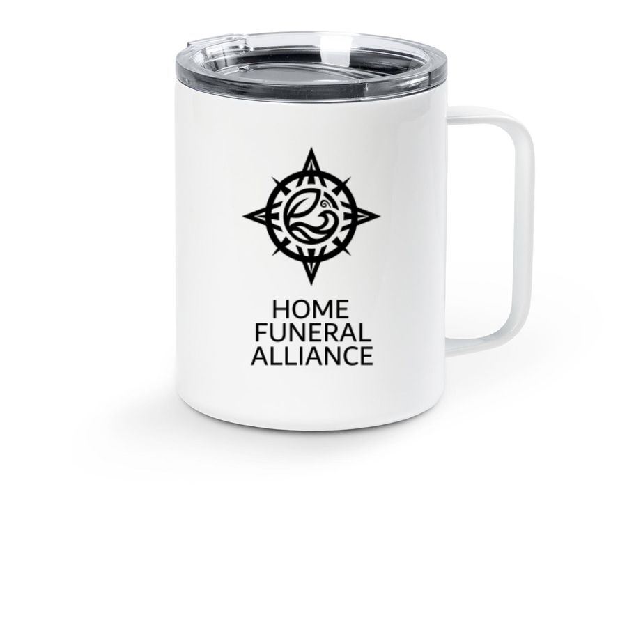 Home Funeral Alliance Travel Mug, a White Stainless Steel Travel Mug