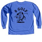 8&nbsp; Golf, a Flo Blue Comfort Colors Long Sleeve Tee (back-view)