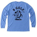 8&nbsp; Golf, a Heather Columbia Blue Premium Long Sleeve Tee (back-view)