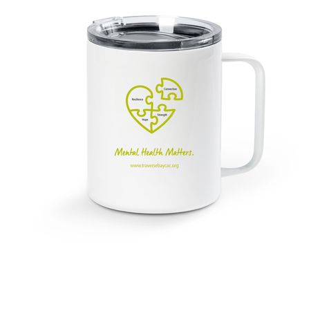 Mental Health Awareness Month: Mugs, a White Stainless Steel Travel Mug