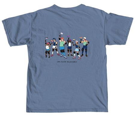 LIRR Pride Merch, a Blue Jean Comfort Colors Unisex Tee (back-view)