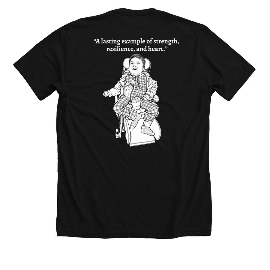 Strength, resilience, and heart, a Solid Black Blend Premium Unisex Tee (back-view)