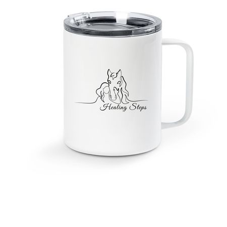 Travel Mug, a White Stainless Steel Travel Mug