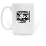The #staytripping Heritage Collection, a White Large Coffee Mug (back-view)