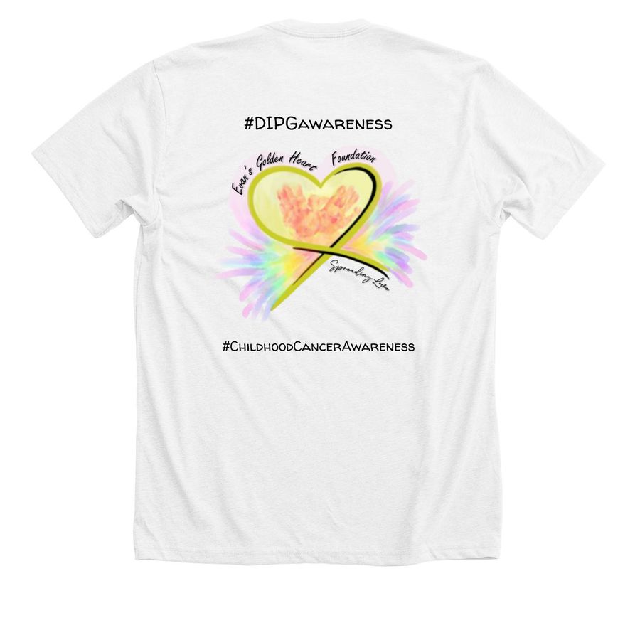 Fight Against Childhood Cancer, a Solid White Blend Premium Unisex Tee (back-view)