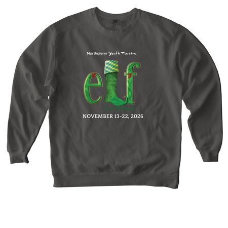 NYT Elf The Musical, a Pepper Comfort Colors Crewneck Sweatshirt