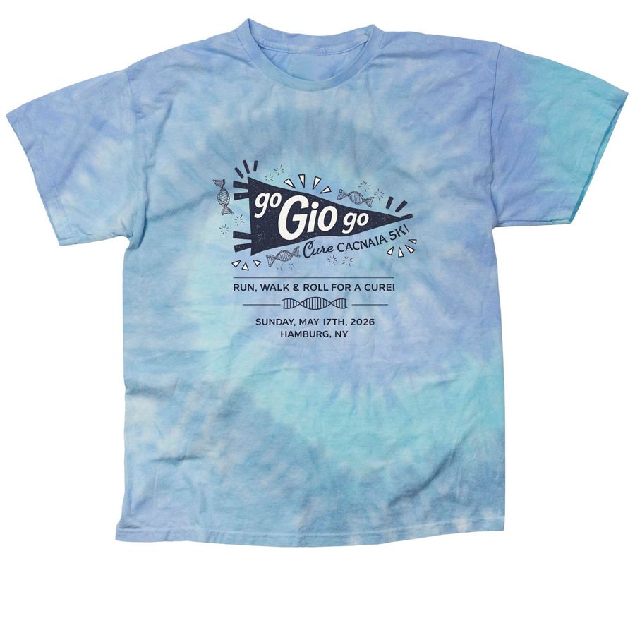 Go Gio Go! 2026 CACNA1A 5K, a Lagoon Classic Tie Dye Tee