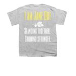 I Am Jane Doe: Stand With Survivors of SA, a Sport Grey Youth Unisex Tee (back-view)