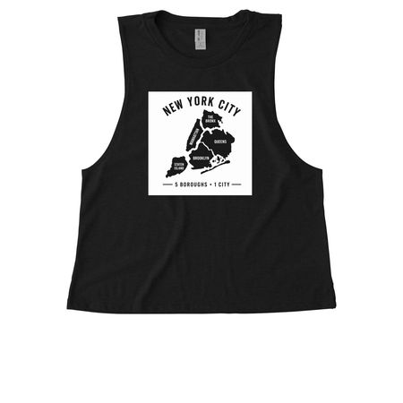 PTC to NYC - Boroughs, a Deep Black Allmade Eco Triblend Women?s Muscle Tank
