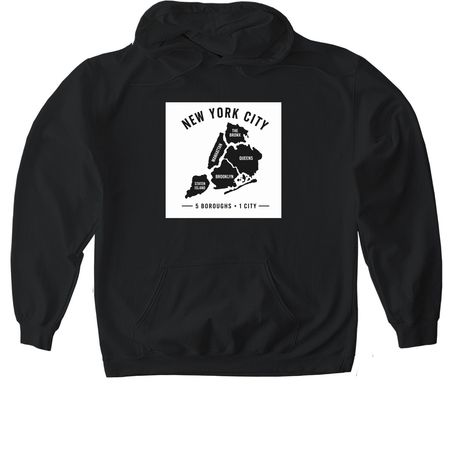 PTC to NYC - Boroughs, a Black Gildan Softstyle Pullover Hoodie