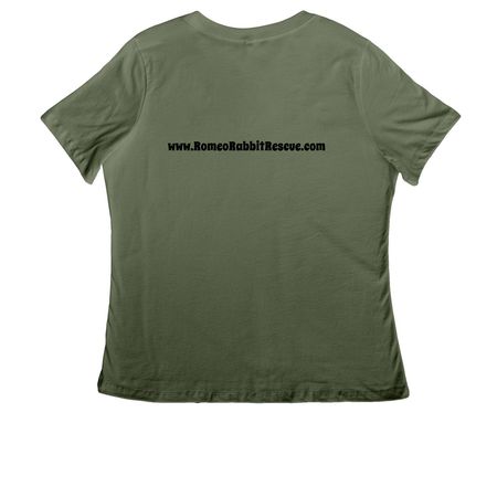 Bun Mom - Black, a Military Green Women's Relaxed V-Neck Tee (back-view)