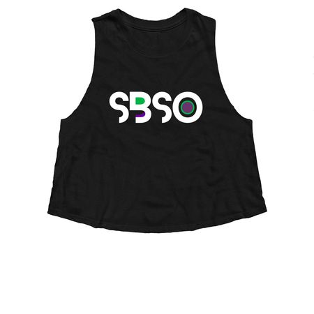 T-Shirts and Tanks - Light Logo, a Solid Black Blend Women?s Cropped Racerback Tank