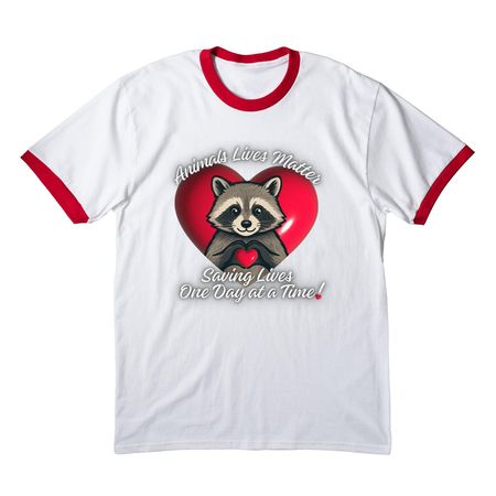Animals Lives Matter of East Texas, a White/ Red Cotton Ringer Tee
