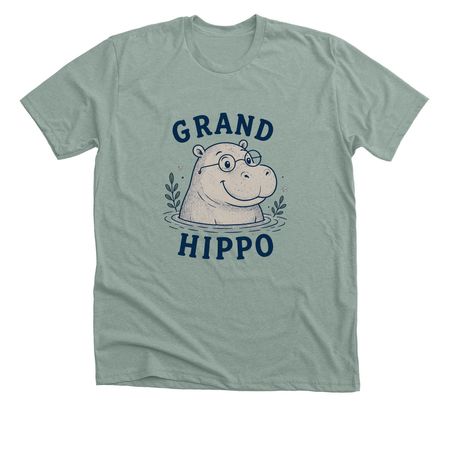 Grand Hippo, a Heather Sage Premium Unisex Tee