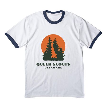Logo Shirts, a White/ Navy Cotton Ringer Tee