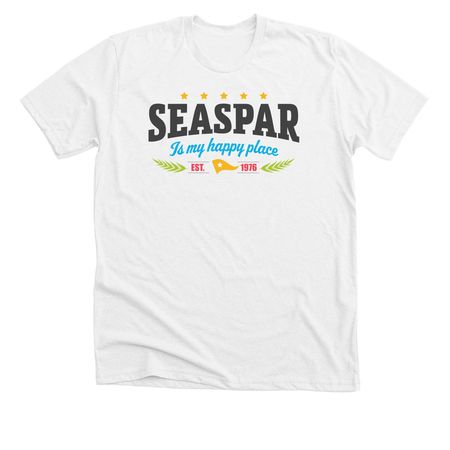 SEASPAR Is My Happy Place ? 50th Anniversary, a Solid White Blend Premium Unisex Tee