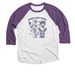 Peace Love Farm Family, a Purple Rush and Heather White 3/4 Sleeve Baseball Tee